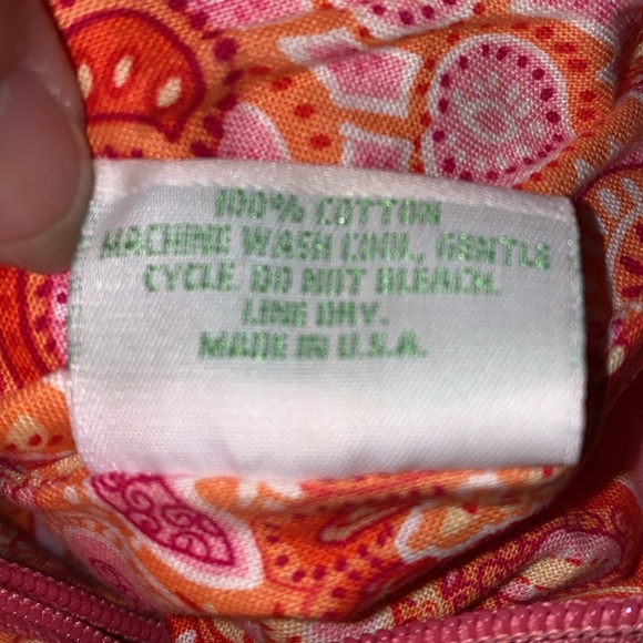 Vera Bradley Pink Tangerine Orange Quilted Zip Top Shoulder VB Bag Flat Bottom - Picture 15 of 16
